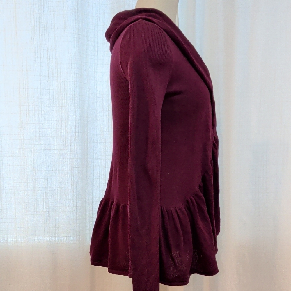 Cashmere Blend Purple Ruffle Front Sweater - Picture 7 of 8